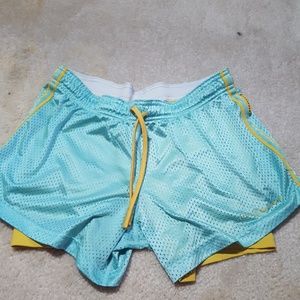Teal and Yellow LiveStrong Nike Shorts